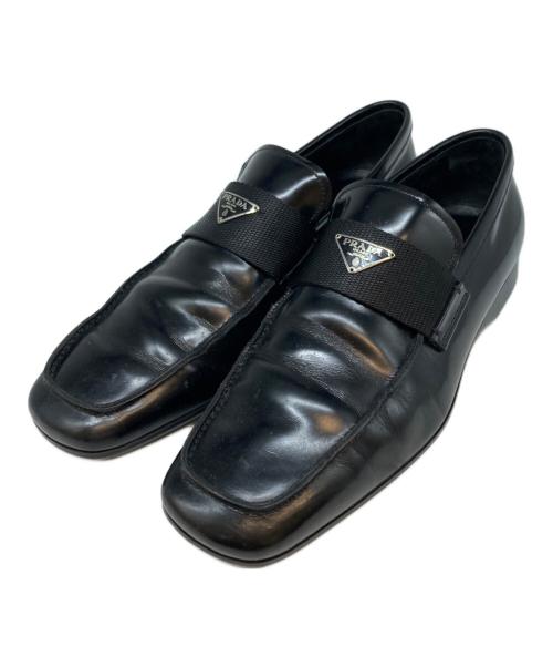 PRADA（プラダ）PRADA (プラダ) スクエアトゥローファー ブラック サイズ:SIZE 6の古着・服飾アイテム