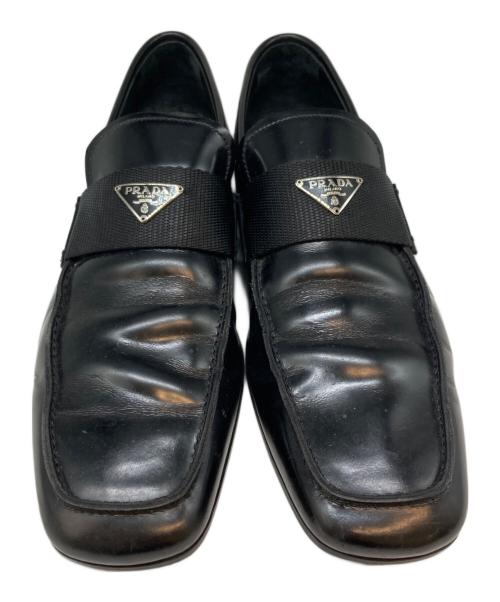 PRADA（プラダ）PRADA (プラダ) スクエアトゥローファー ブラック サイズ:SIZE 6の古着・服飾アイテム