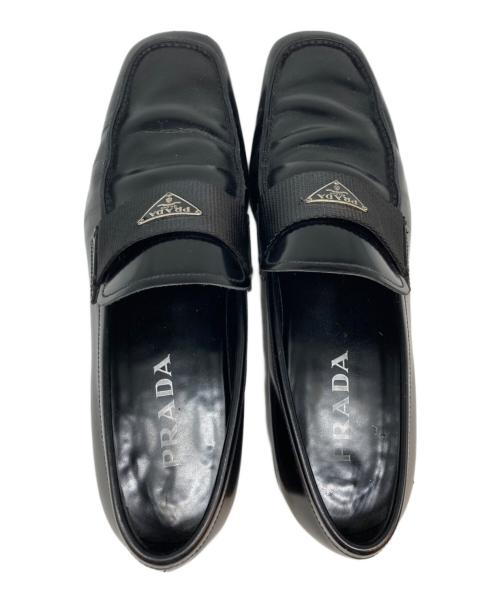 PRADA（プラダ）PRADA (プラダ) スクエアトゥローファー ブラック サイズ:SIZE 6の古着・服飾アイテム