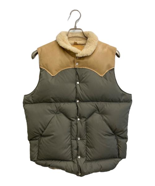 RockyMountainFeatherBed（ロッキーマウンテンフェザーベッド）RockyMountainFeatherBed (ロッキーマウンテンフェザーベッド) クリスティ レザー切替ダウンベスト オリーブ サイズ:SIZE 40の古着・服飾アイテム