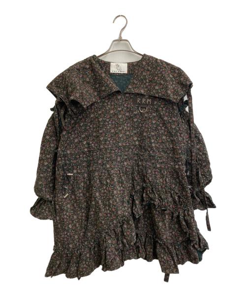 rurumu:（ルルムウ）rurumu: (ルルムウ) drawstring flower printed mini dress グリーン×ピンク サイズ:SIZE Freeの古着・服飾アイテム