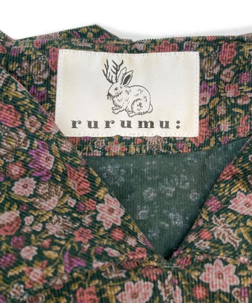 rurumu:（ルルムウ）rurumu: (ルルムウ) drawstring flower printed mini dress グリーン×ピンク サイズ:SIZE Freeの古着・服飾アイテム