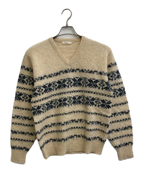 Y's for men（ワイズフォーメン）Y'S for men (ワイズフォーメン) Vネックウールニット アイボリー×ネイビー サイズ:SIZE Freeの古着・服飾アイテム
