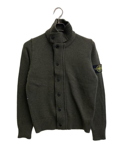 STONE ISLAND（ストーンアイランド）STONE ISLAND (ストーンアイランド) 12AW スタンドカラーニットカーディガン カーキ サイズ:SIZE Sの古着・服飾アイテム