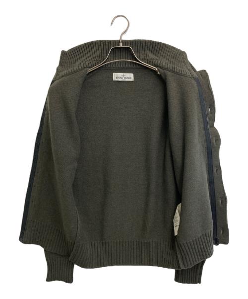 STONE ISLAND（ストーンアイランド）STONE ISLAND (ストーンアイランド) 12AW スタンドカラーニットカーディガン カーキ サイズ:SIZE Sの古着・服飾アイテム