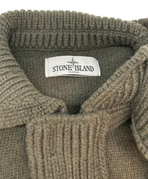 STONE ISLAND（ストーンアイランド）STONE ISLAND (ストーンアイランド) 12AW スタンドカラーニットカーディガン カーキ サイズ:SIZE Sの古着・服飾アイテム