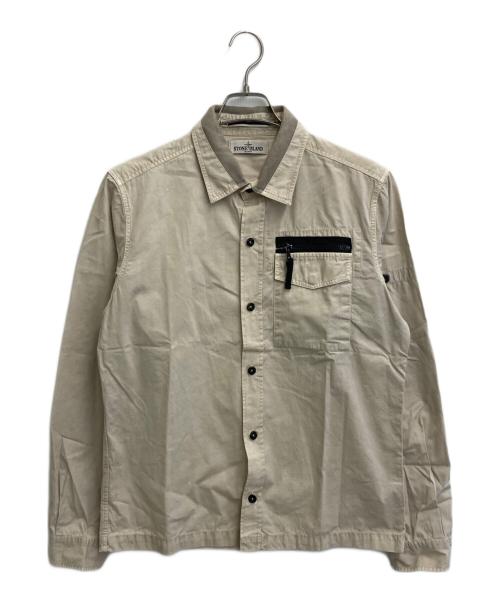 STONE ISLAND（ストーンアイランド）STONE ISLAND (ストーンアイランド) 12AW Tela Cotton Pocket Over Shirt ベージュ サイズ:SIZE Mの古着・服飾アイテム