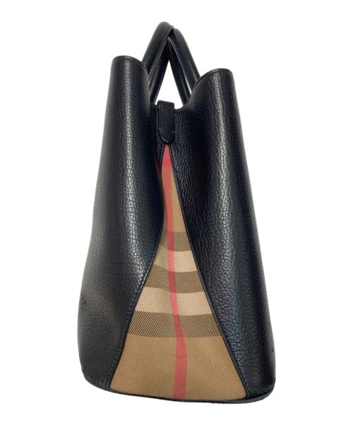 BURBERRY（バーバリー）BURBERRY (バーバリー) レザートートバッグ ブラックの古着・服飾アイテム
