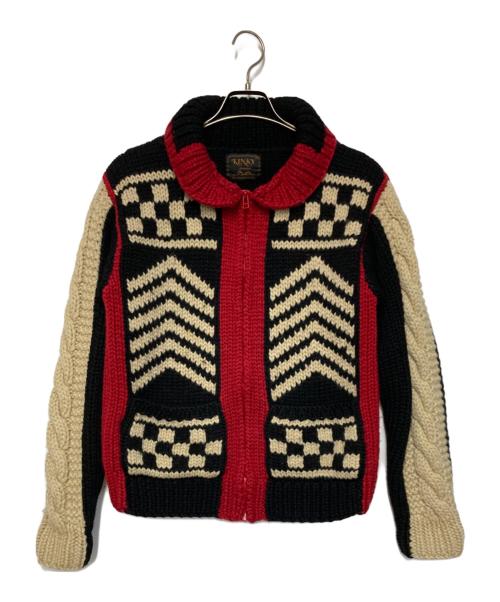 Hysteric Glamour（ヒステリックグラマー）Hysteric Glamour (ヒステリックグラマー) カウチンニットカーディガン ブラック×レッド サイズ:Fの古着・服飾アイテム