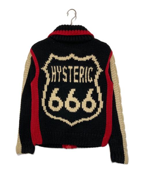 Hysteric Glamour（ヒステリックグラマー）Hysteric Glamour (ヒステリックグラマー) カウチンニットカーディガン ブラック×レッド サイズ:Fの古着・服飾アイテム