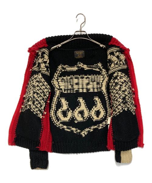 Hysteric Glamour（ヒステリックグラマー）Hysteric Glamour (ヒステリックグラマー) カウチンニットカーディガン ブラック×レッド サイズ:Fの古着・服飾アイテム