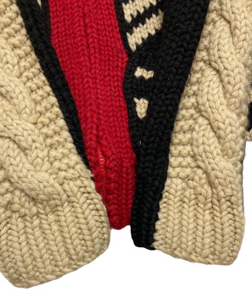 Hysteric Glamour（ヒステリックグラマー）Hysteric Glamour (ヒステリックグラマー) カウチンニットカーディガン ブラック×レッド サイズ:Fの古着・服飾アイテム