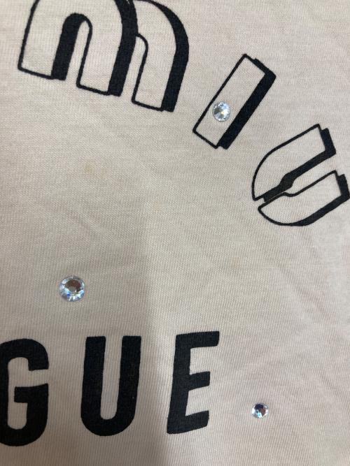 MIU MIU（ミュウミュウ）MIU MIU (ミュウミュウ) ラインストーンTシャツ ベージュ サイズ:Sの古着・服飾アイテム