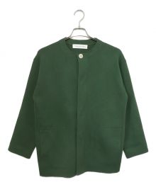 GALERIE VIE（ギャルリーヴィー）の古着「コットンシルクミラノリブ ノーカラーコート」｜グリーン