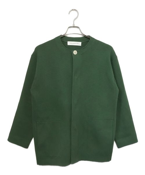 GALERIE VIE（ギャルリーヴィー）GALERIE VIE (ギャルリーヴィー) コットンシルクミラノリブ ノーカラーコート グリーン サイズ:Fの古着・服飾アイテム