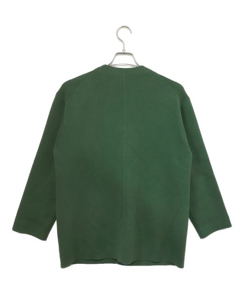 GALERIE VIE（ギャルリーヴィー）GALERIE VIE (ギャルリーヴィー) コットンシルクミラノリブ ノーカラーコート グリーン サイズ:Fの古着・服飾アイテム