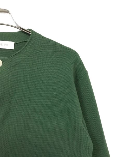 GALERIE VIE（ギャルリーヴィー）GALERIE VIE (ギャルリーヴィー) コットンシルクミラノリブ ノーカラーコート グリーン サイズ:Fの古着・服飾アイテム
