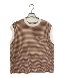 DANTON（ダントン）の古着「POCKETノースリーブTシャツ」｜ブラウン