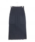 DRAWERドゥロワー）の古着「9Gアゼ編みロングニットスカート」｜ネイビー