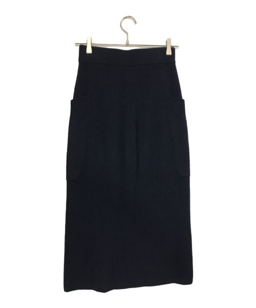 DRAWER（ドゥロワー）DRAWER (ドゥロワー) 9Gアゼ編みロングニットスカート ネイビー サイズ:１の古着・服飾アイテム