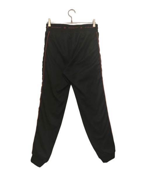 GIVENCHY（ジバンシィ）GIVENCHY (ジバンシィ) Velvet-trim Logo-waistband Jogger Pants ブラック×レッド サイズ:Sの古着・服飾アイテム