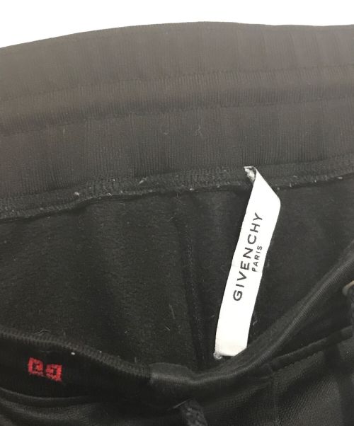 GIVENCHY（ジバンシィ）GIVENCHY (ジバンシィ) Velvet-trim Logo-waistband Jogger Pants ブラック×レッド サイズ:Sの古着・服飾アイテム
