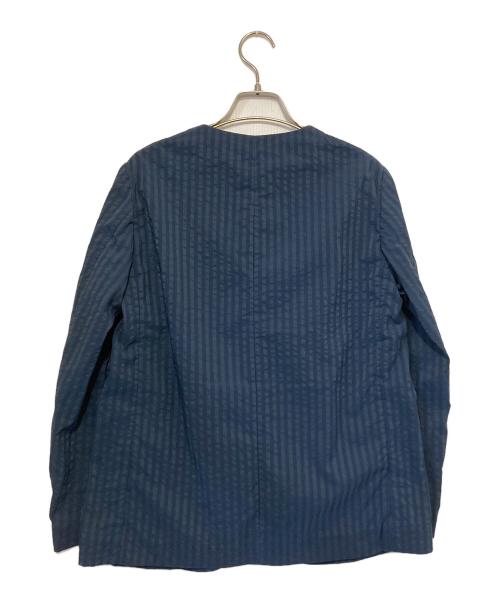 heliopole（エリオポール）heliopole (エリオポール) SEERSUCKER NO-COLLAR JACKET ネイビー サイズ:36の古着・服飾アイテム