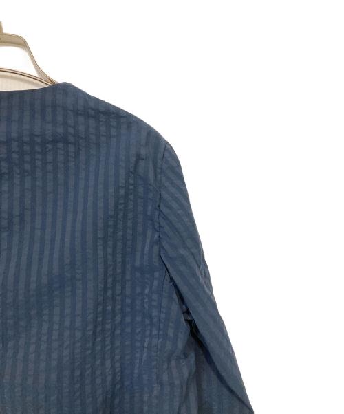 heliopole（エリオポール）heliopole (エリオポール) SEERSUCKER NO-COLLAR JACKET ネイビー サイズ:36の古着・服飾アイテム