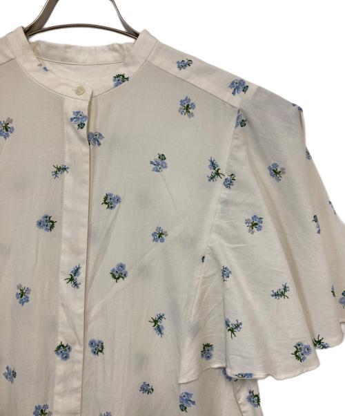 BEAUTY&YOUTH（ビューティーアンドユース）BEAUTY&YOUTH (ビューティーアンドユース) ドット&フラワーフレアスリーブブラウス ホワイト サイズ:記載なしの古着・服飾アイテム