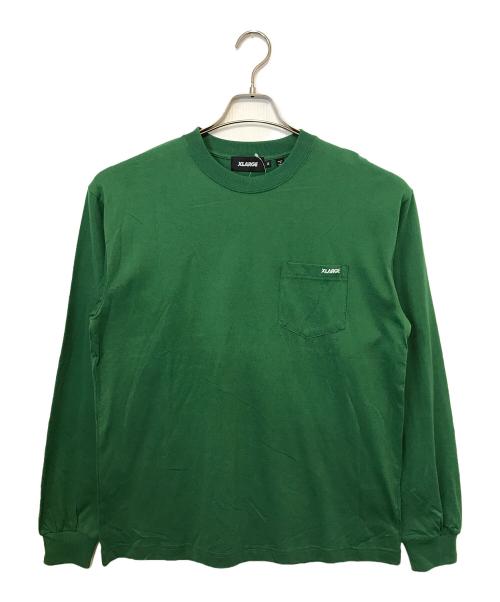 X-LARGE（エクストララージ）X-LARGE (エクストララージ) MINI STANDARD LOGO L/S POCKET TEE グリーン サイズ:Mの古着・服飾アイテム