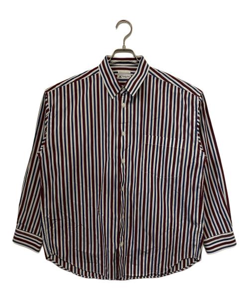 EDIFICE（エディフィス）EDIFICE (エディフィス) ストライプシャツ レッド×ネイビー サイズ:Mの古着・服飾アイテム