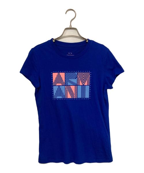 ARMANI EXCHANGE（アルマーニ エクスチェンジ）ARMANI EXCHANGE (アルマーニ エクスチェンジ) ラインストーンロゴ半袖カットソー ブルー サイズ:Mの古着・服飾アイテム