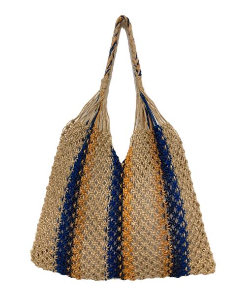 ne quittez pas（ヌキテパ）ne quittez pas (ヌキテパ) ジュートバッグ ネイビー×ブラウンの古着・服飾アイテム