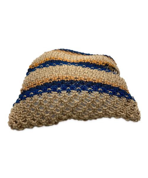 ne quittez pas（ヌキテパ）ne quittez pas (ヌキテパ) ジュートバッグ ネイビー×ブラウンの古着・服飾アイテム