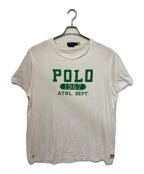 POLO RALPH LAUREN（ポロ・ラルフローレン）POLO RALPH LAUREN (ポロ・ラルフローレン) ロゴプリントTシャツ ホワイト×グリーン サイズ:XXLの古着・服飾アイテム