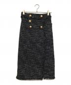 Pinky & Dianneピンキーアンドダイアン）の古着「ダブルボタンツイードスカート」｜パープル×ネイビー