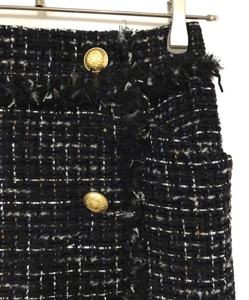 Pinky & Dianne（ピンキーアンドダイアン）Pinky & Dianne (ピンキーアンドダイアン) ダブルボタンツイードスカート パープル×ネイビー サイズ:38の古着・服飾アイテム