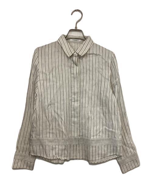 MORABITO（モラビト）MORABITO (モラビト) リネンシルクストライプシャツ ブラック×ホワイト サイズ:38の古着・服飾アイテム