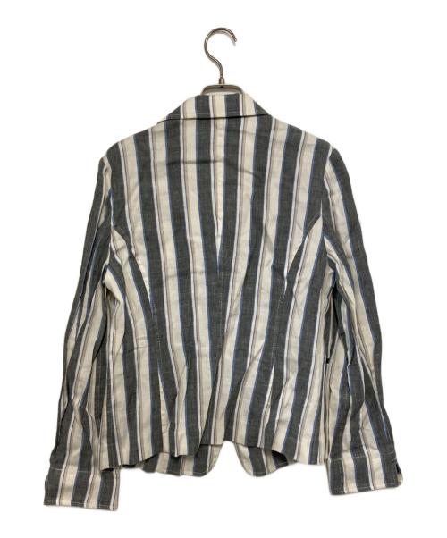 MORABITO（モラビト）MORABITO (モラビト) リネン混ストライプジャケット ブル－×グレー サイズ:38の古着・服飾アイテム