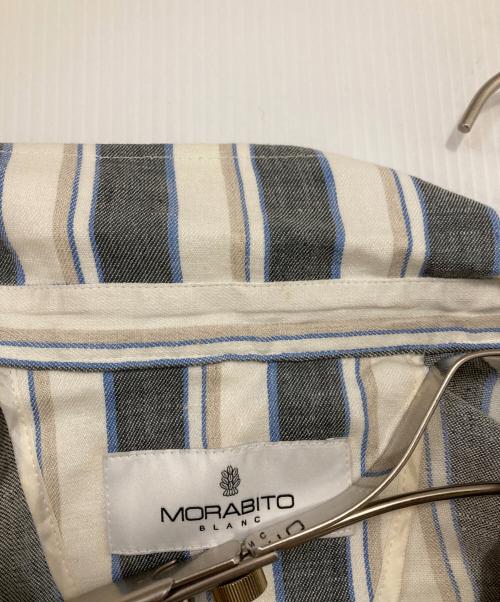 MORABITO（モラビト）MORABITO (モラビト) リネン混ストライプジャケット ブル－×グレー サイズ:38の古着・服飾アイテム