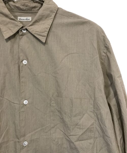 STEVEN ALAN（スティーブンアラン）STEVEN ALAN (スティーブンアラン) ストライプ レギュラーカラー シャツ ブラウン サイズ:XLの古着・服飾アイテム