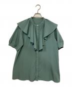 green label relaxingグリーンレーベルリラクシング）の古着「ラッフルブラウス」｜グリーン