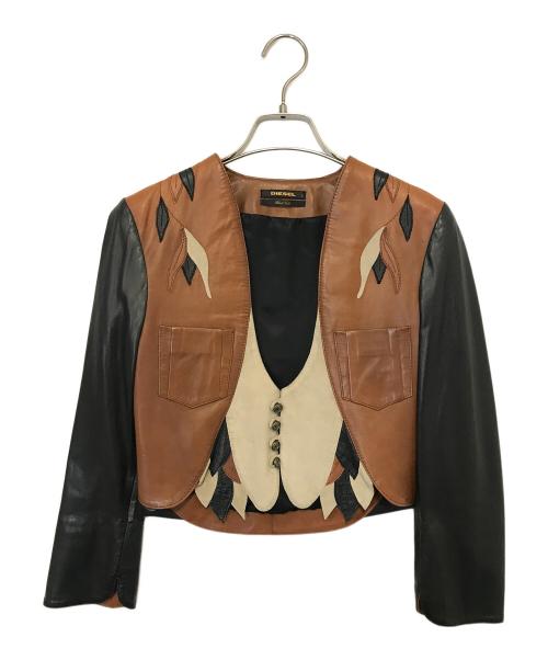 DIESEL Black Gold（ディーゼル ブラック ゴールド）DIESEL BLACK GOLD (ディーゼル ブラック ゴールド) ウエスタンレザージャケット ブラウン サイズ:Sの古着・服飾アイテム