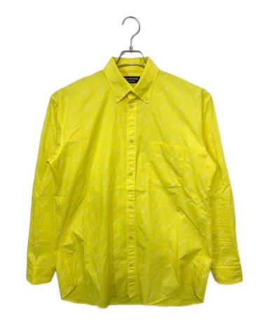 BALENCIAGA バレンシアガ ALL OVER オールオーバーロゴプリント ボタンダウン 長袖シャツ イエロー 534333 3063001398559324_01_0022w.jpeg