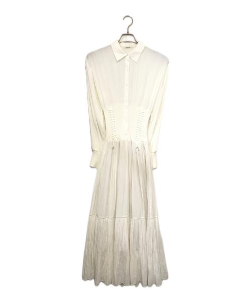 FRAY ID（フレイ アイディー）FRAY ID (フレイ アイディー) ウエストリブドルマンシャツワンピ ホワイト サイズ:1の古着・服飾アイテム