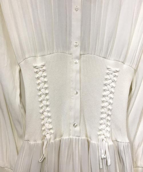 FRAY ID（フレイ アイディー）FRAY ID (フレイ アイディー) ウエストリブドルマンシャツワンピ ホワイト サイズ:1の古着・服飾アイテム