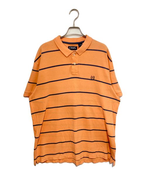 CHAPS（チャップス）CHAPS (チャップス) ボーダーポロシャツ ネイビー×オレンジ サイズ:XLの古着・服飾アイテム