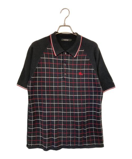 BURBERRY BLACK LABEL（バーバリーブラックレーベル）BURBERRY BLACK LABEL (バーバリーブラックレーベル) ニットポロシャツ レッド×ブラック サイズ:２の古着・服飾アイテム