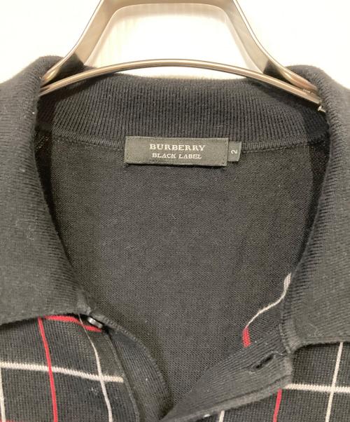 BURBERRY BLACK LABEL（バーバリーブラックレーベル）BURBERRY BLACK LABEL (バーバリーブラックレーベル) ニットポロシャツ レッド×ブラック サイズ:２の古着・服飾アイテム