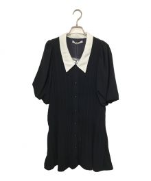 Estella.K（エステラケー）の古着「パフスリーブ プリーツワンピース」｜ネイビー